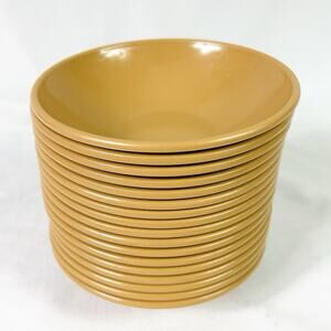 Vtg Lot of 17 Brown Tan Faux Wood Bowls 5 3/8” Continental Plastics of Oklahoma